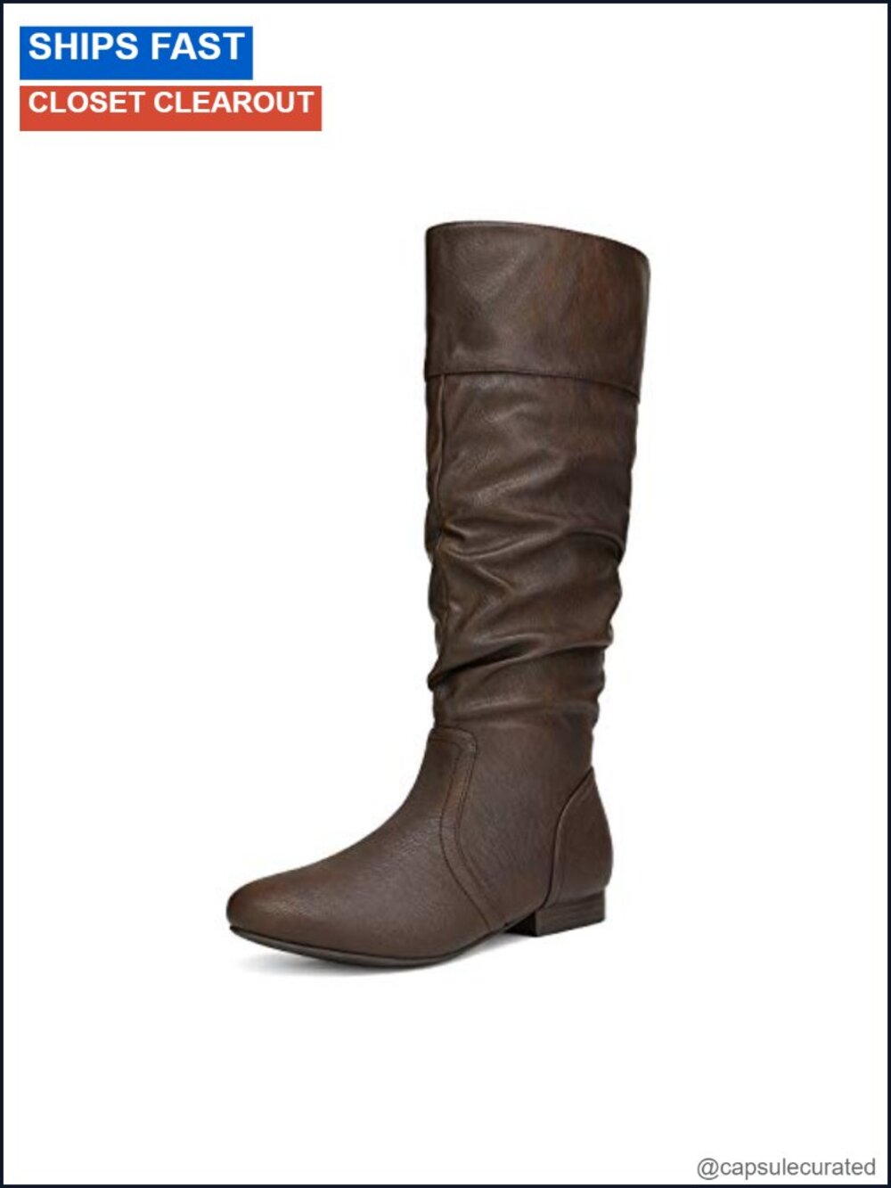 Women's Faux Leather Knee High Pull On Winter Boots with Faux Fur Lining